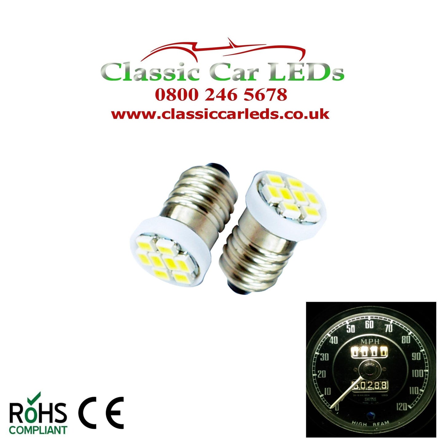 Triumph TR6  Gauge 10 x LED Bulbs Upgrade kit GLB987 E10 MES 987 Various Colours