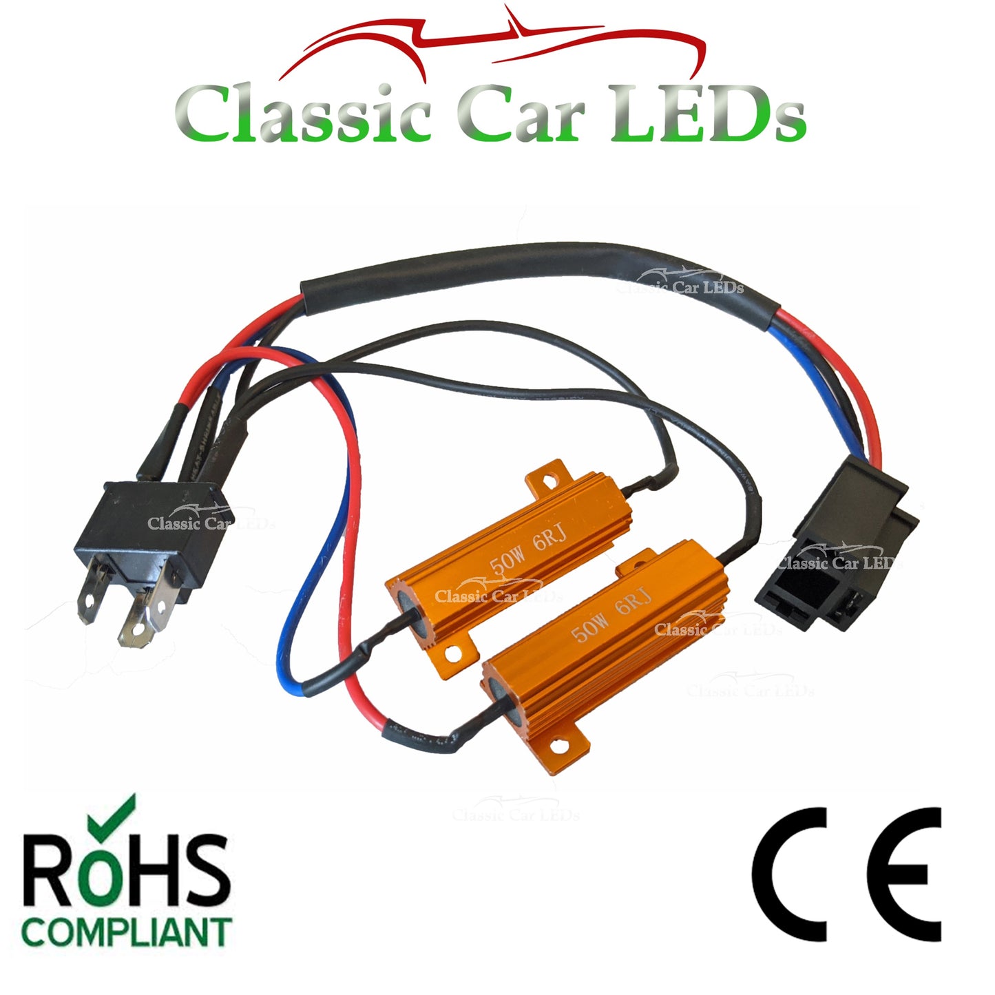 H4 LED CANBUS ERROR OBD WARNING CANCELLER BALLAST RESISTOR WIRING HARNESS 50W 6OHM