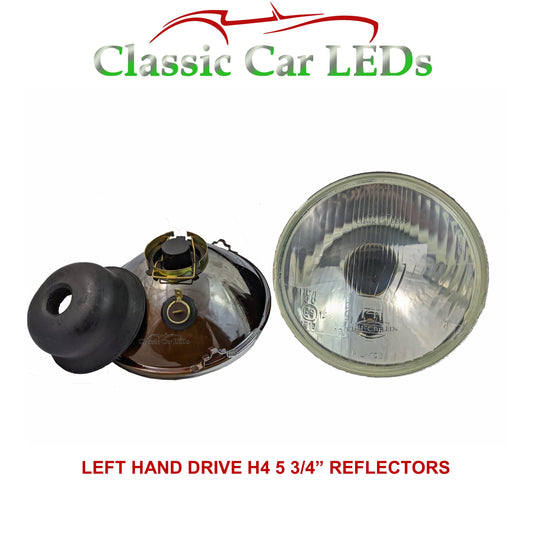 5 3/4" LEFT HAND DRIVE H4 Main / Dip Beam Headlamp Reflector E Marked Classic Car Kit Car