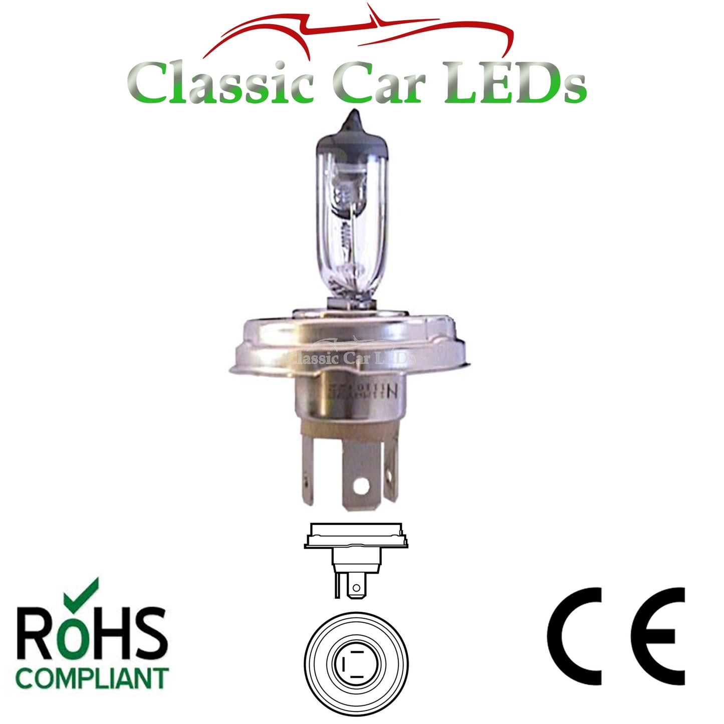 12 Volt R2 P45T 45/40w Halogen Headlight Bulb Hi/Lo Beam Classic Car Motorcycle LLB410
