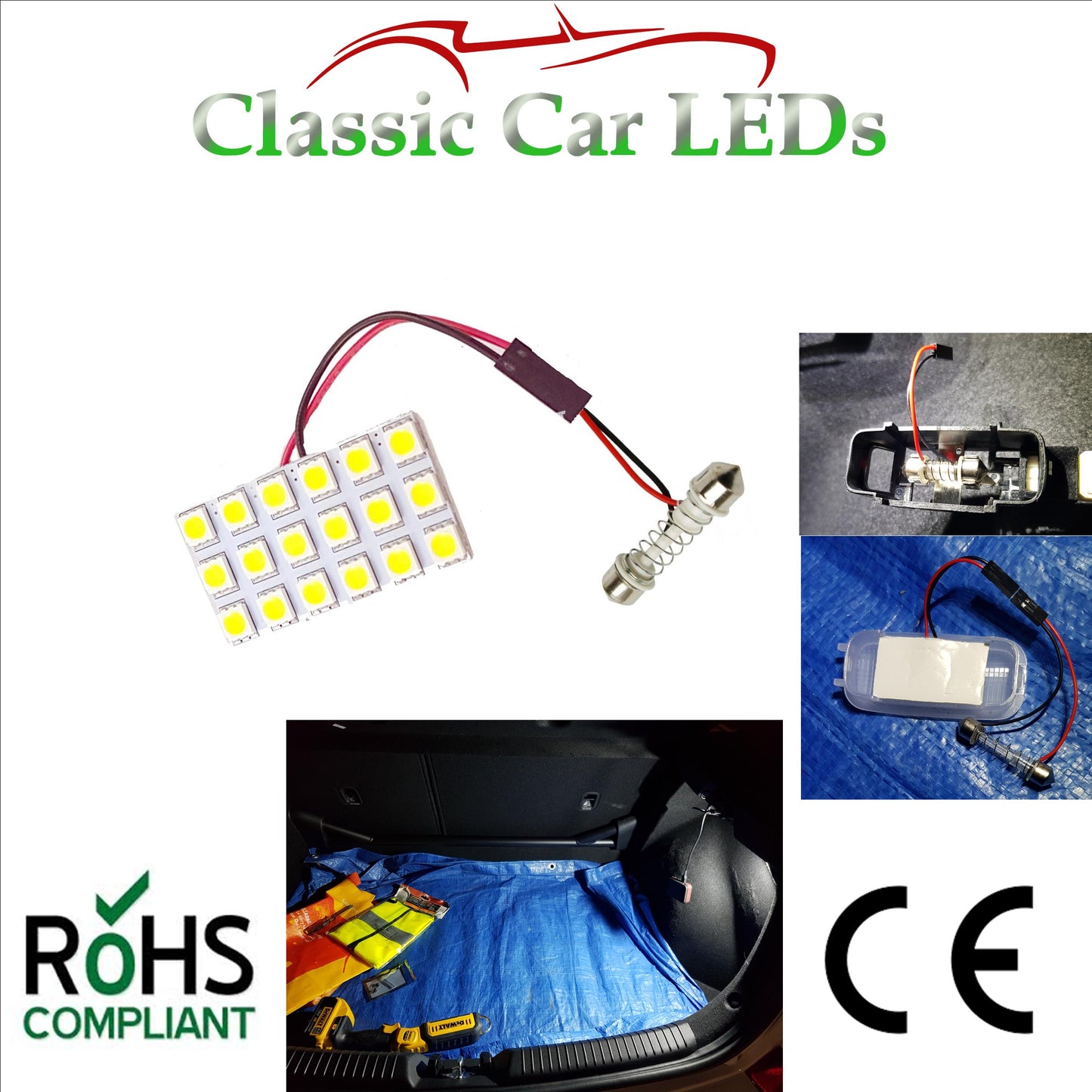 Hyundai i30 LED Boot Trunk Light Upgrade Panel 18 SMD 320 Lumen Bright White