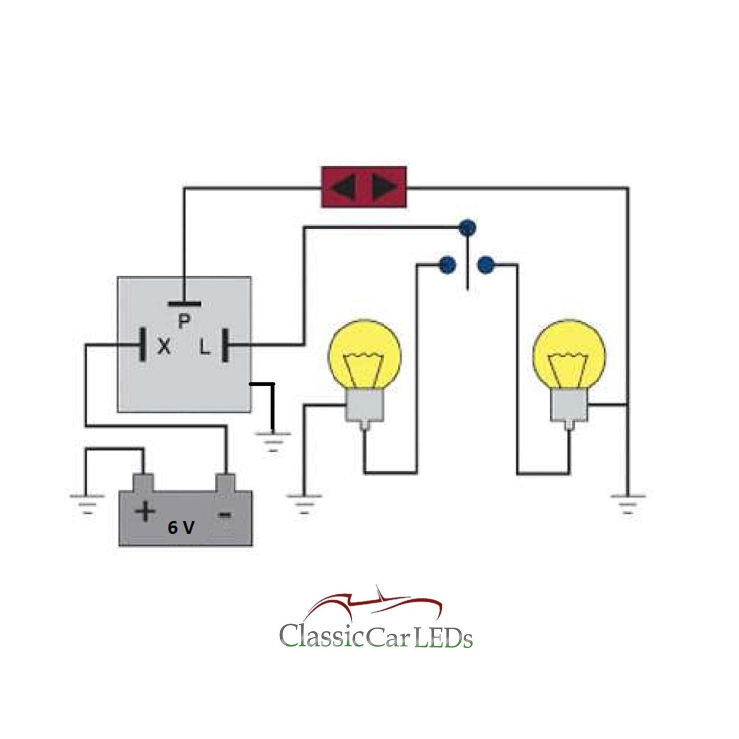 6V ELECTRONIC INDICATOR FLASHER RELAY CLASSIC CAR WITH OE CLICK X L P 3 PIN NEGATIVE OR POSITIVE EARTH