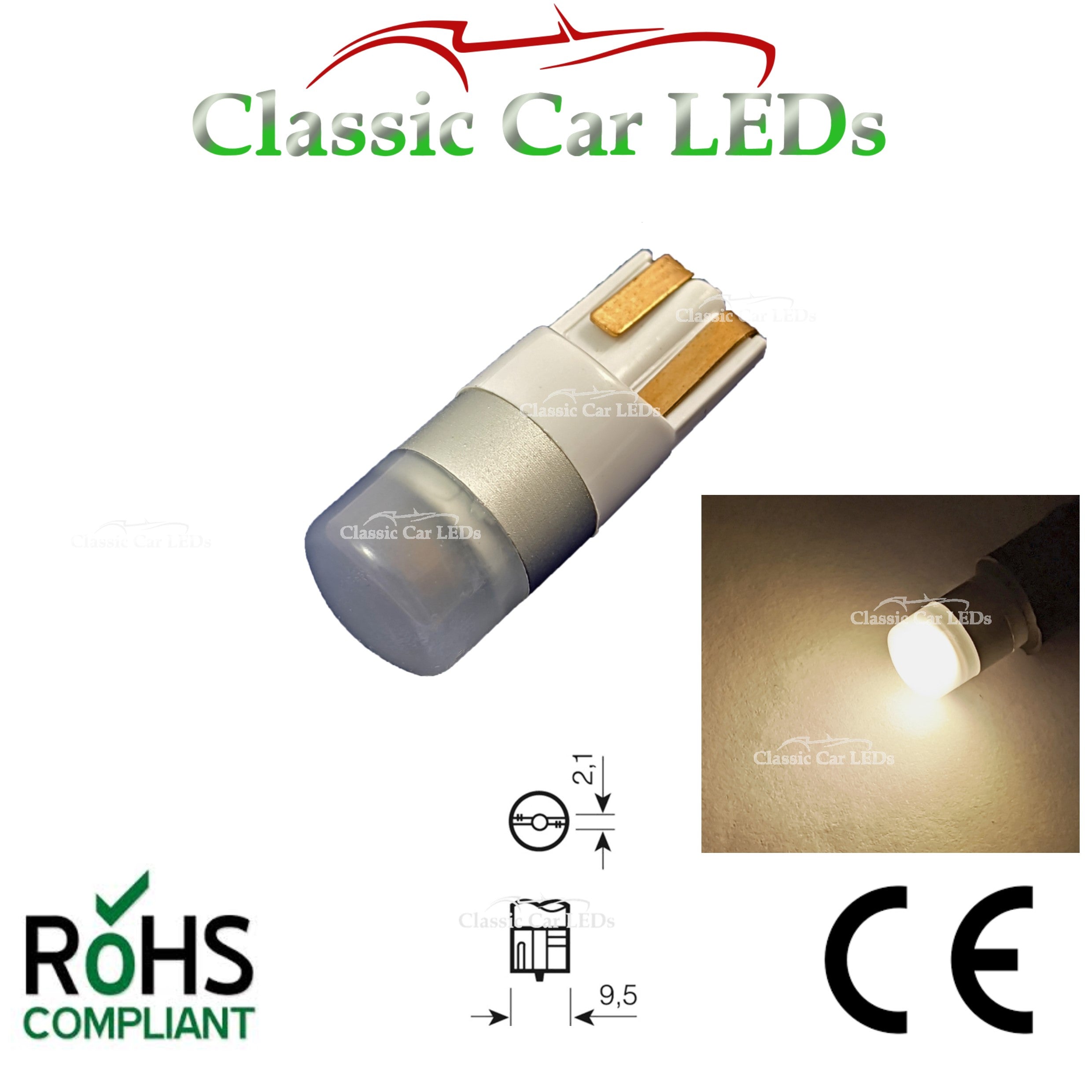 Cap Less Led Bulb GLB501 T10 LED Warm White Capless Wedge Bulb Sidelight Number Plate ...