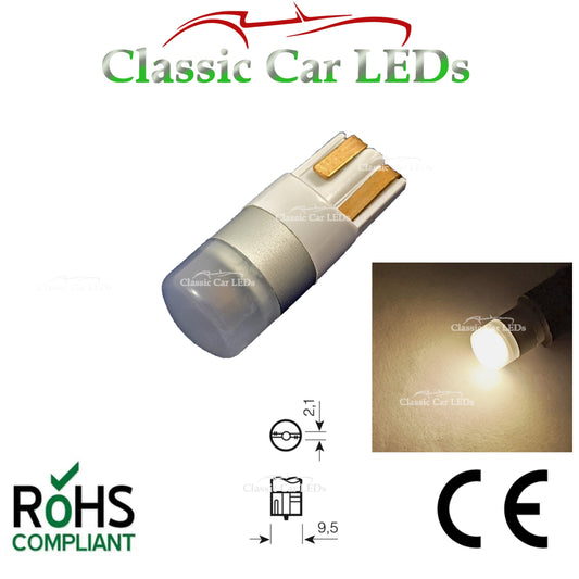 GLB501 T10 LED Warm White Capless Wedge Bulb Sidelight Number Plate Interior
