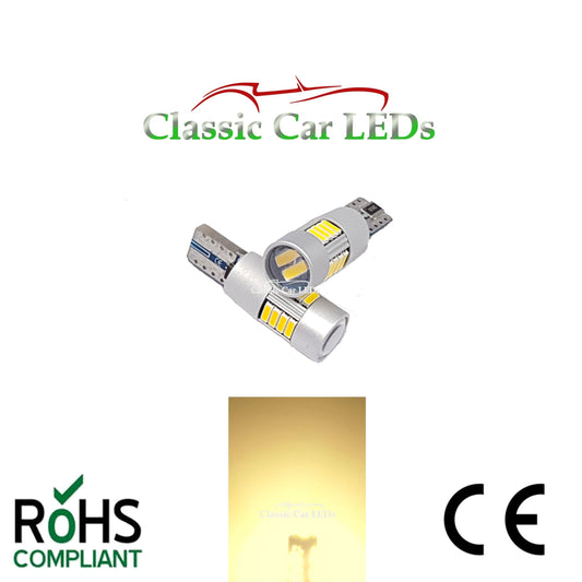 BRIGHT T10 CAR BULB LED ERROR FREE CANBUS 18 SMD WARM WHITE W5W 501 SIDE LIGHT