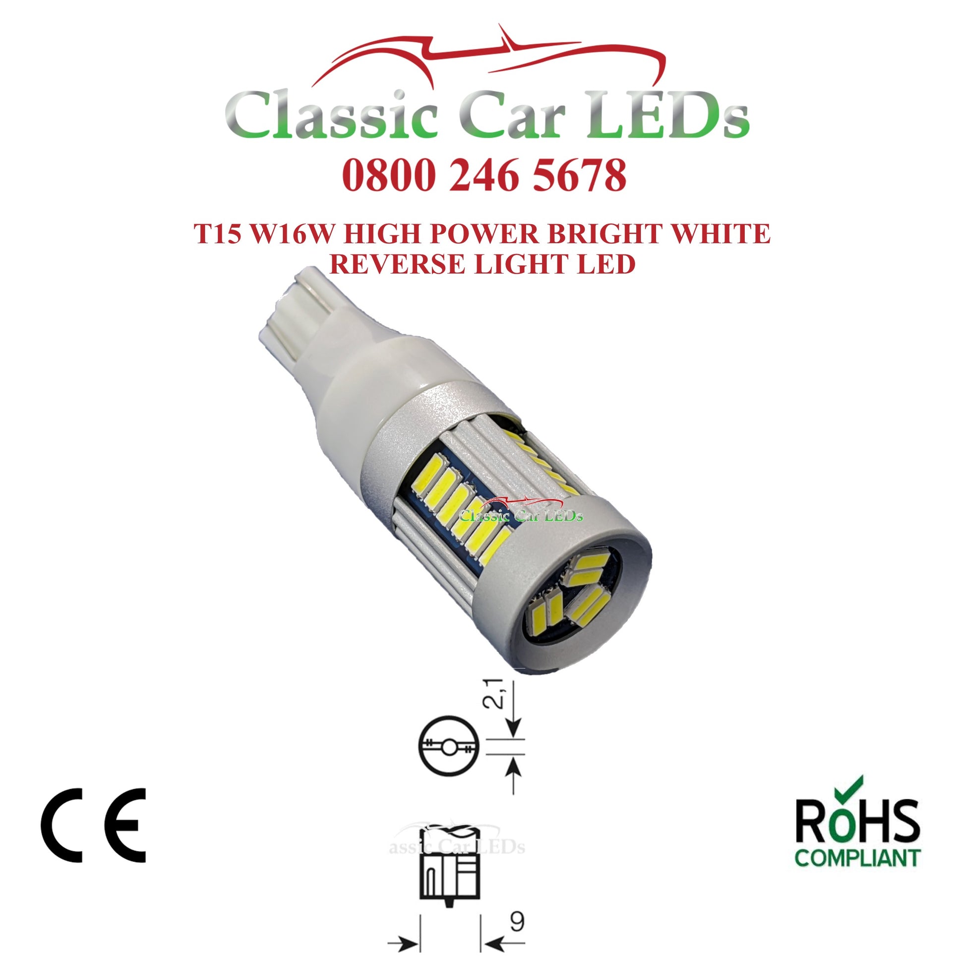 W16W T15 955 921 CANBUS 30 SMD LED ERROR FREE FOG REVERSE STOP