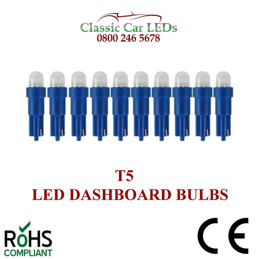 24 VOLT 508 T5 LED DASHBOARD UPGRADE BULBS VARIOUS COLOURS 5MM CAPLESS
