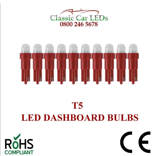 24 VOLT 508 T5 LED DASHBOARD UPGRADE BULBS VARIOUS COLOURS 5MM CAPLESS