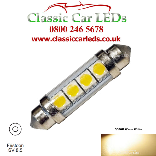 6 Volt 42mm Warm White Festoon LED N177231 Interior, Tail, Number Plate