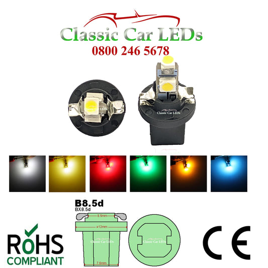 B8.5D TWIST LED BULB 286 GAUGE DASHBOARD UPGRADE 509T - VARIOUS COLOURS