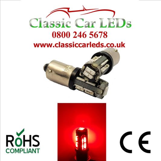 24V BA9S BRIGHT RED CLASSIC COMMERCIAL VEHICLE LED BULB 249 227 651 865 867 NO POLARITY