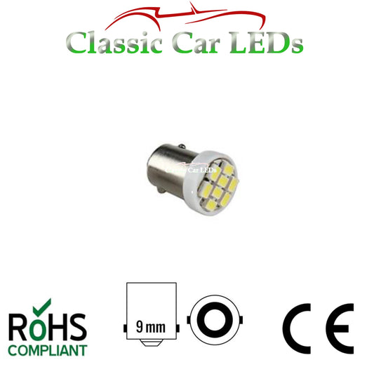 6V BA9S CLASSIC CAR MOTORCYCLE SCOOTER LED BULB GLB951 GLB293 NO POLARITY VARIOUS COLOURS