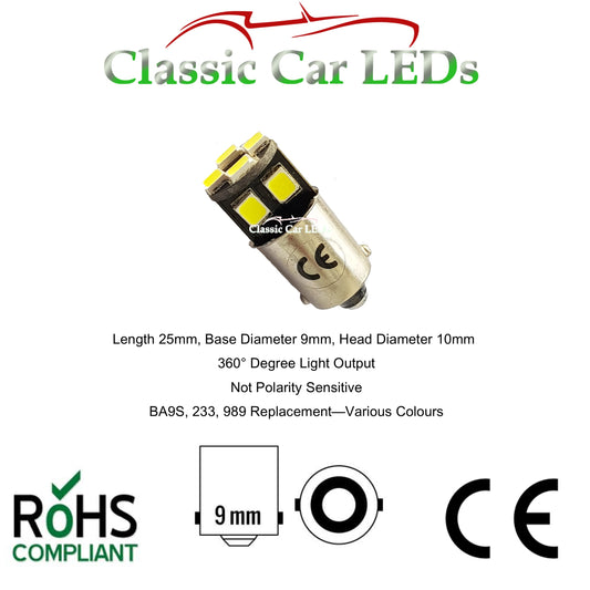 GLB501 T10 5050 LED Capless Blue Wedge Bulb Classic Car Gauge