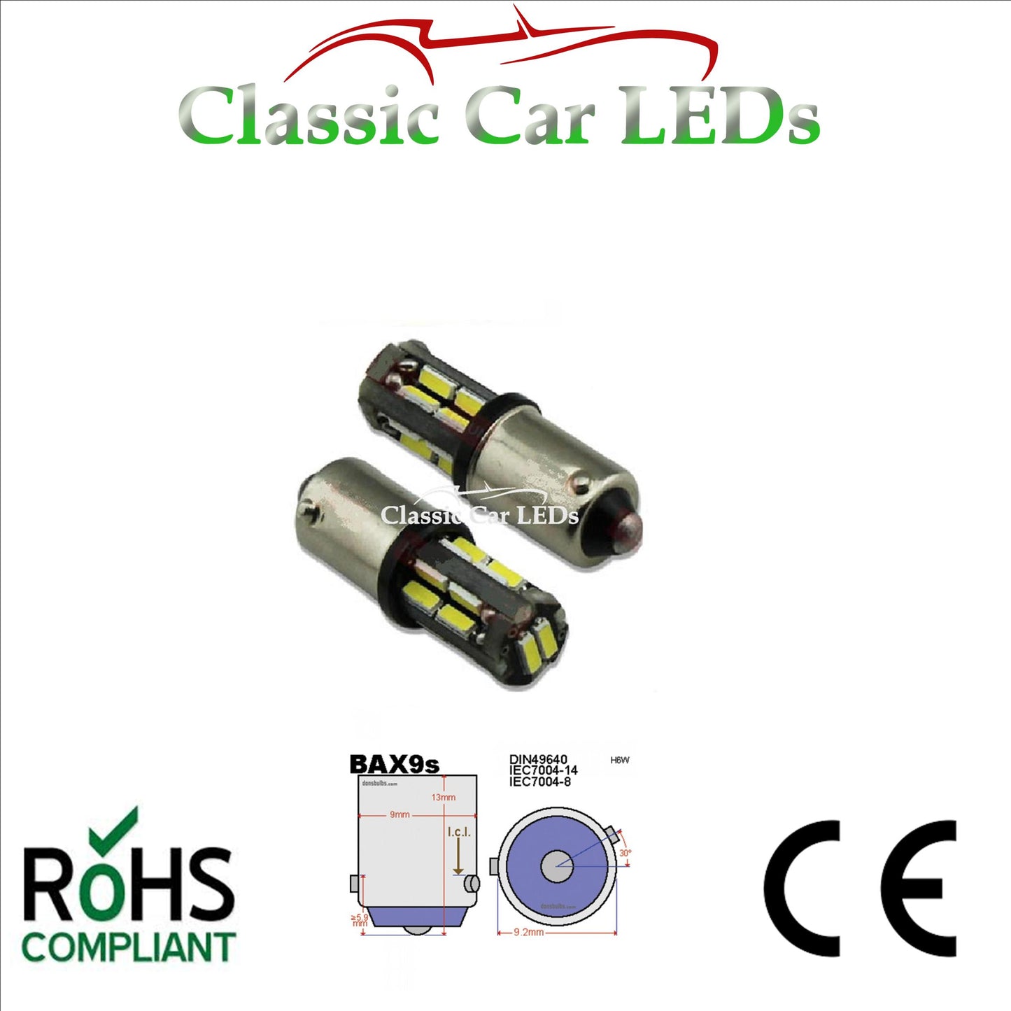 H6W 434 BAX9S 200 Lumen CanBus Error Free Sidelight Reverse LED Bulb White