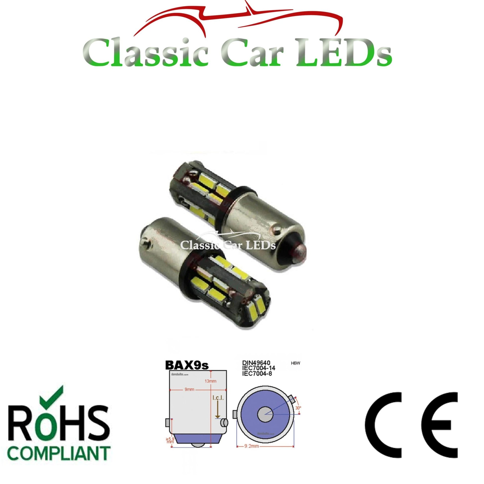 H6W 434 BAX9S 200 Lumen CanBus Error Free Sidelight Reverse LED Bulb White  – Classic Car LEDs Ltd