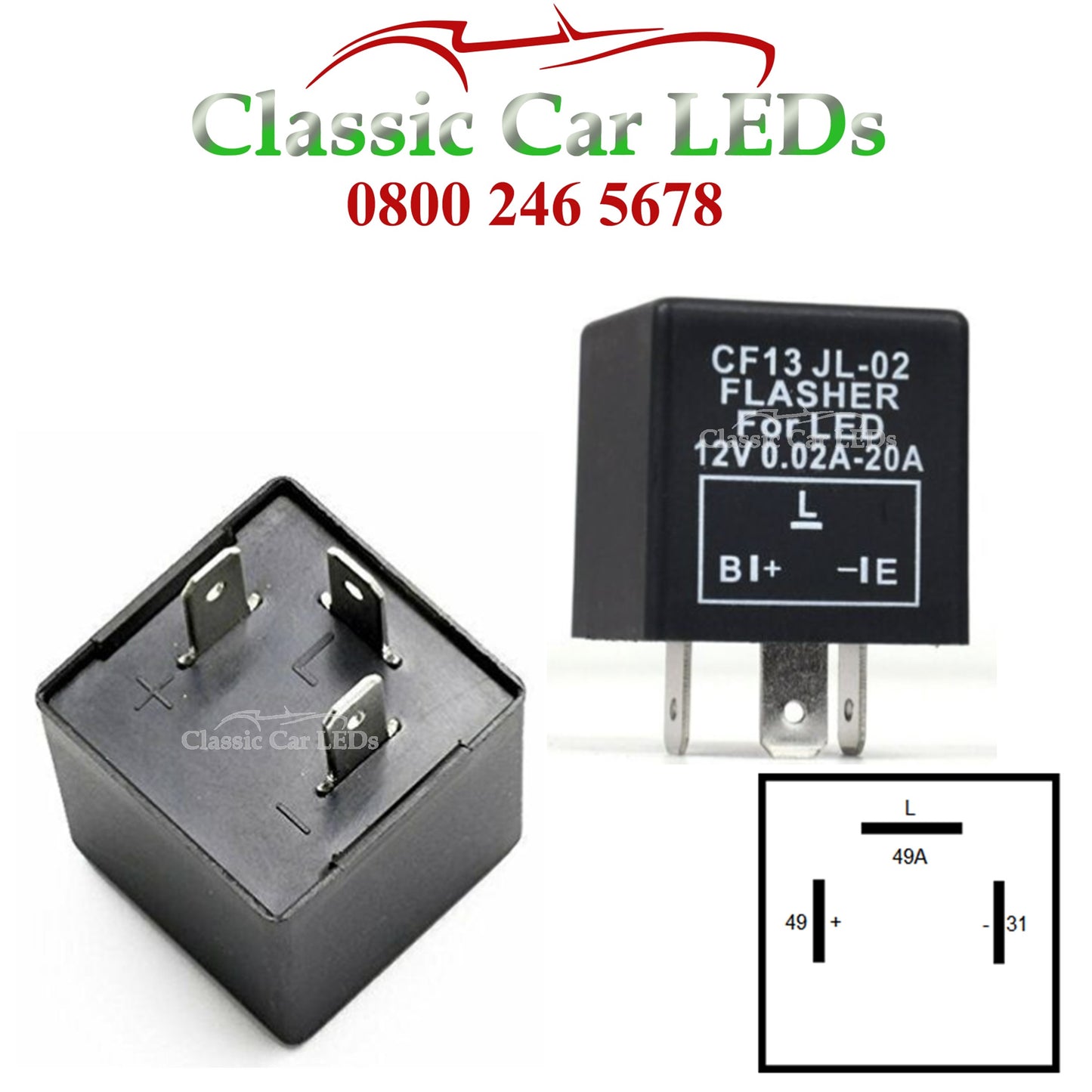 12 VOLT CF13 ELECTRONIC INDICATOR / FLASHER RELAY WITH OE CLICKING SOUND - Motorcycle / Japanese Cars