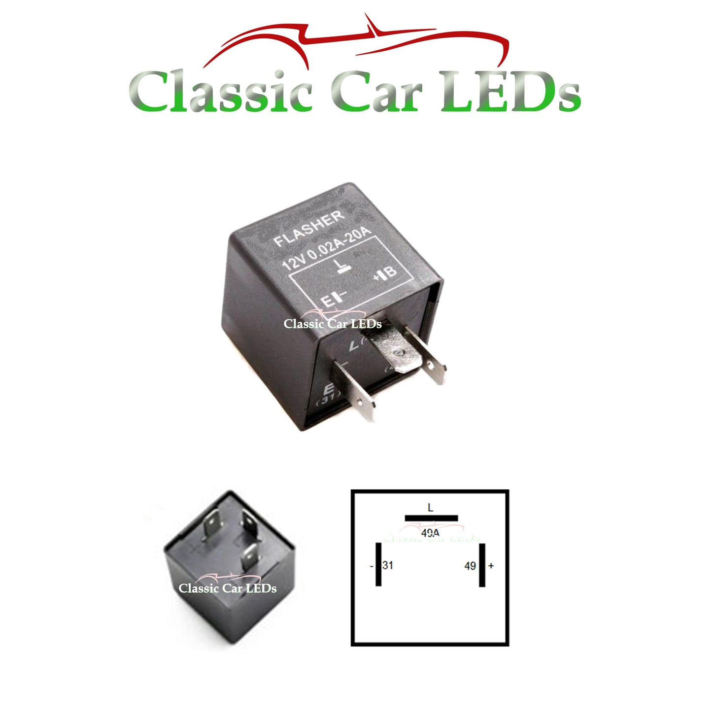 Porsche 911, 924, 928, 944, 968, 964, 993 Electronic Clicking Flasher Relay - great for LED or Standard Bulbs
