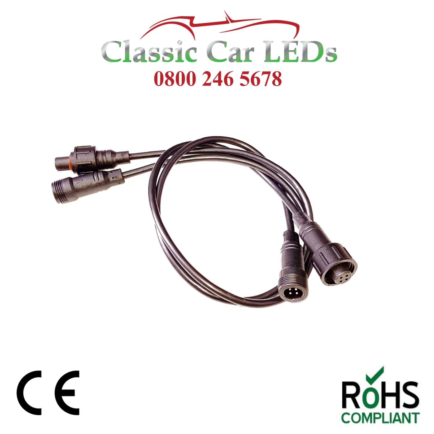 1 x 6 volt H4 / P45T LED Headlight remote mounting lead for IC Units