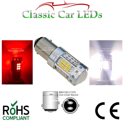 BAY15D 1157 RED AND WHITE STOP / REVERSE / FOG COMBINED LED GLB380 LLB380 380