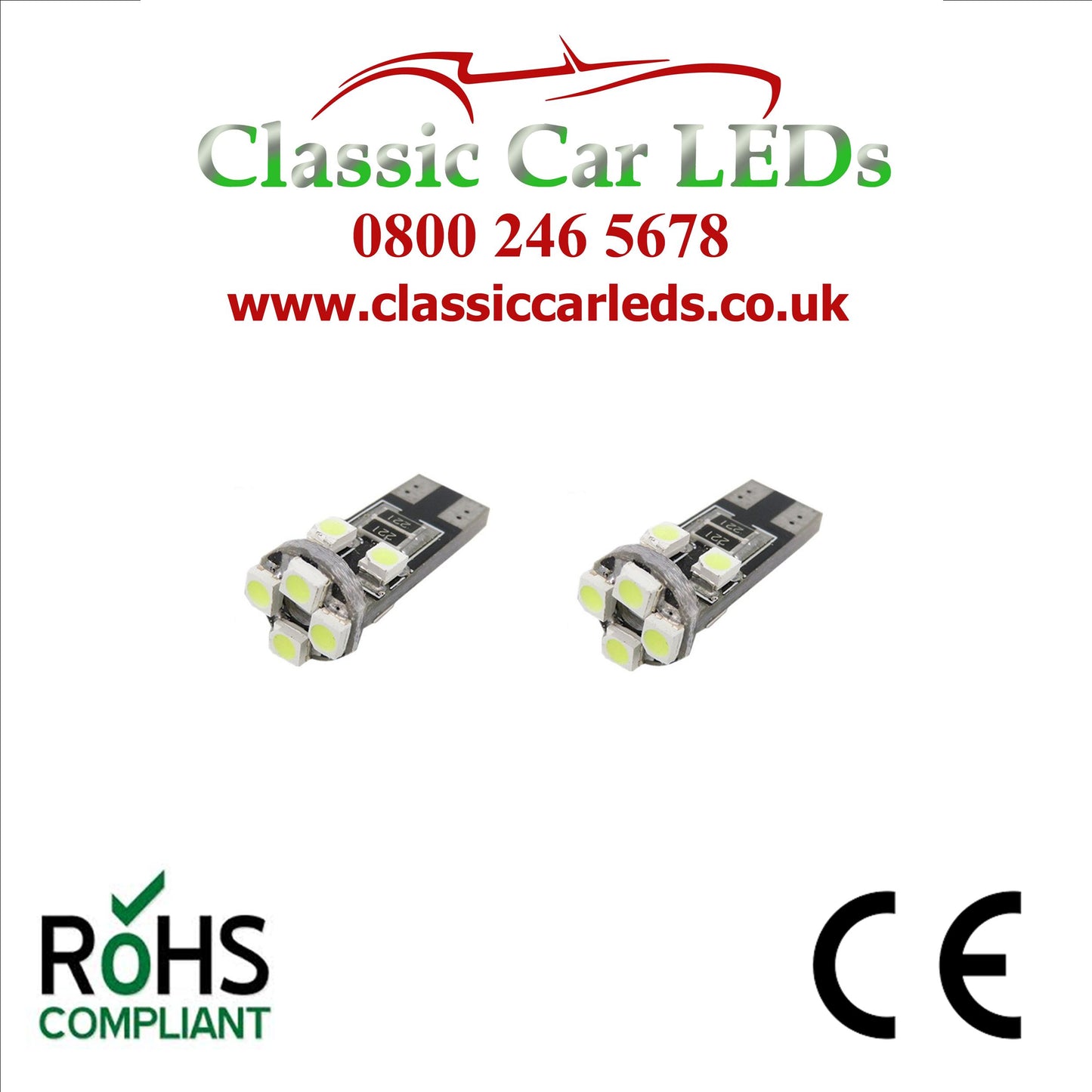 GLB501 T10 LED Canbus Capless Wedge Bulb Sidelight Number Plate Interior Various Colours