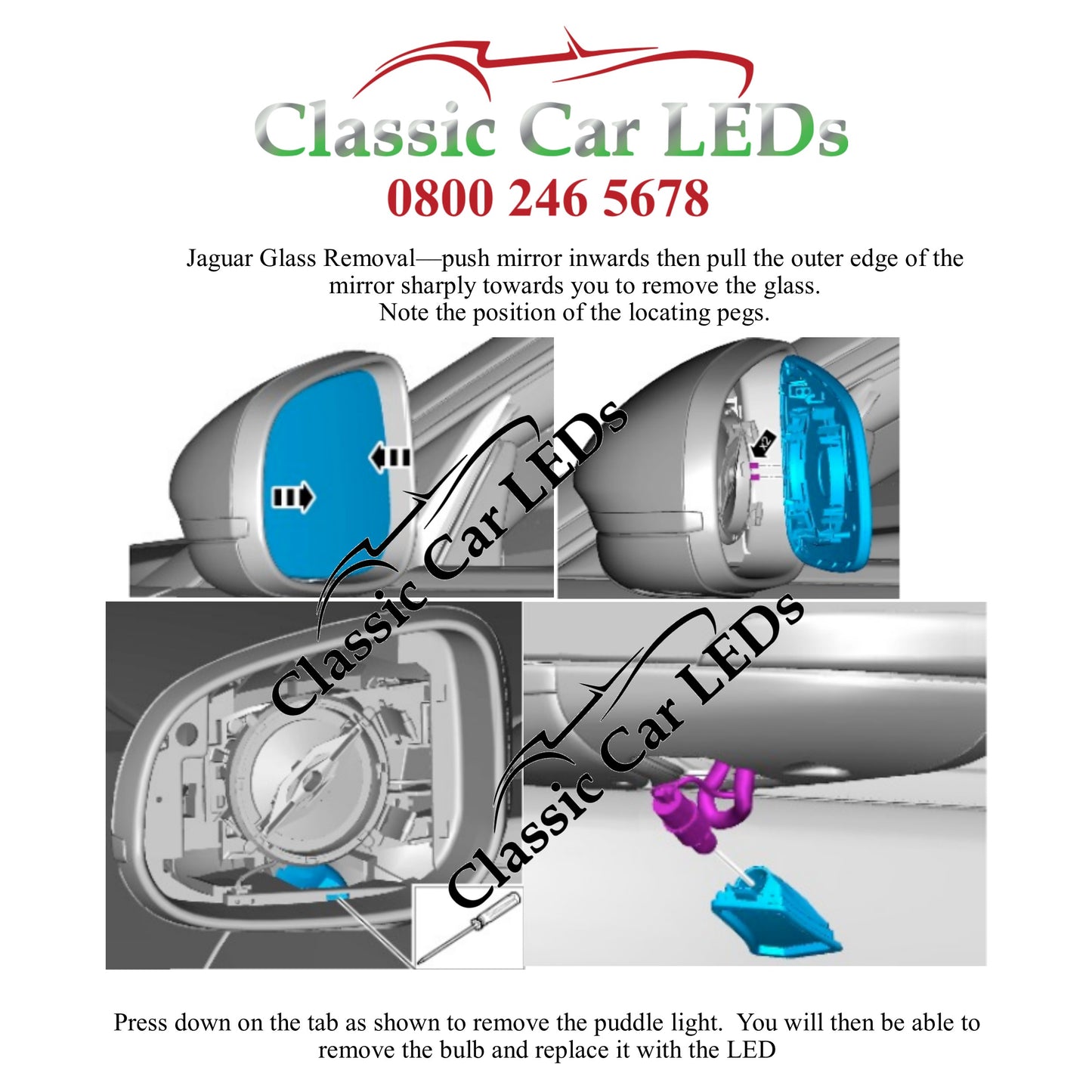 Jaguar XJ XK XKR XF XJ XE LED Puddle Light Bulb Upgrade T10 501 200 Lumen