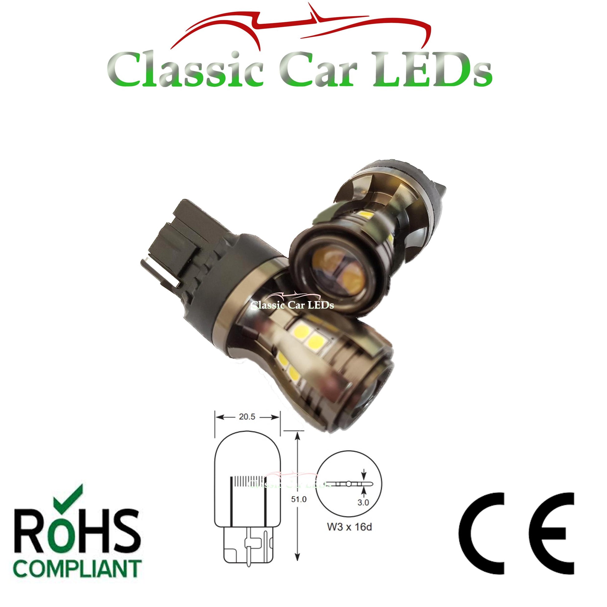 T20 W21W 7440 582 Bright White Canbus LED Reverse Light Bulb – Classic Car  LEDs Ltd