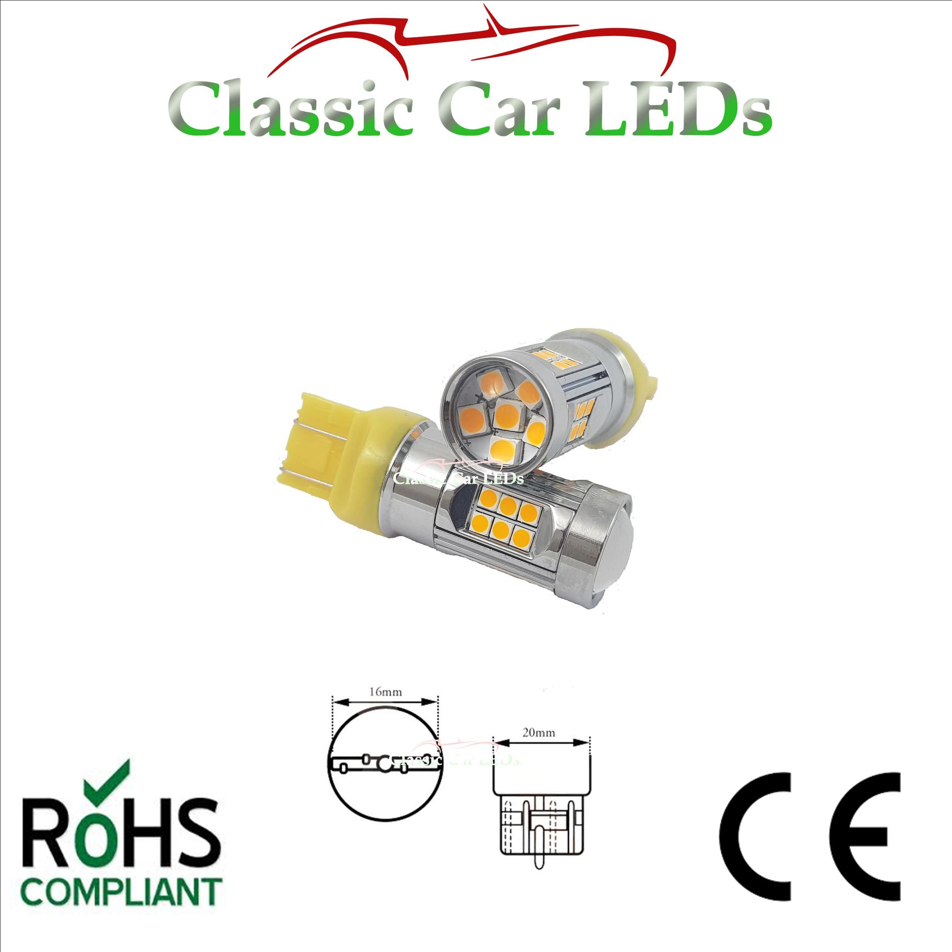 T20 LED SIDELIGHT AND INDICATOR YELLOW AMBER LLB580 P27/7w W2