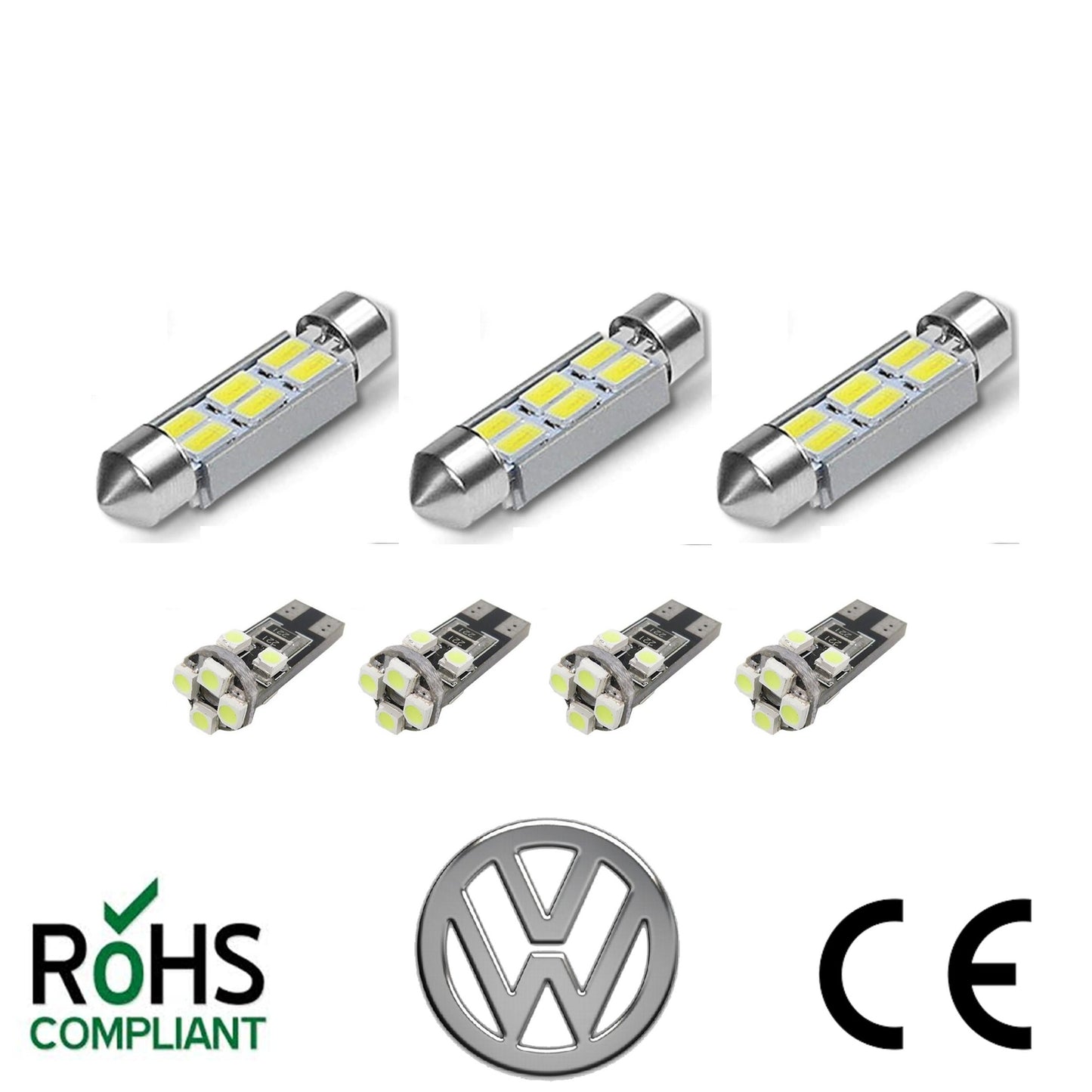 VW T5 T5.1 T6 Transporter Bright White 7 x LED Interior Lighting Upgrade Kit