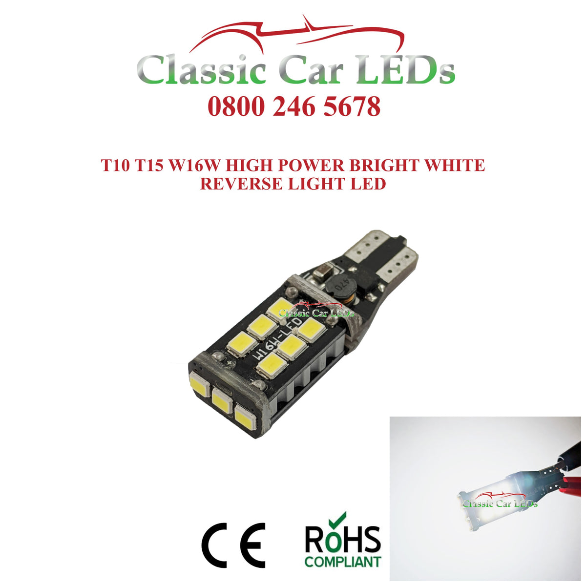 W16w Led Reverse W16W T15 955 921 CANBUS ERROR FREE LED REVERSE BACK UP LIGHT – Classic ...