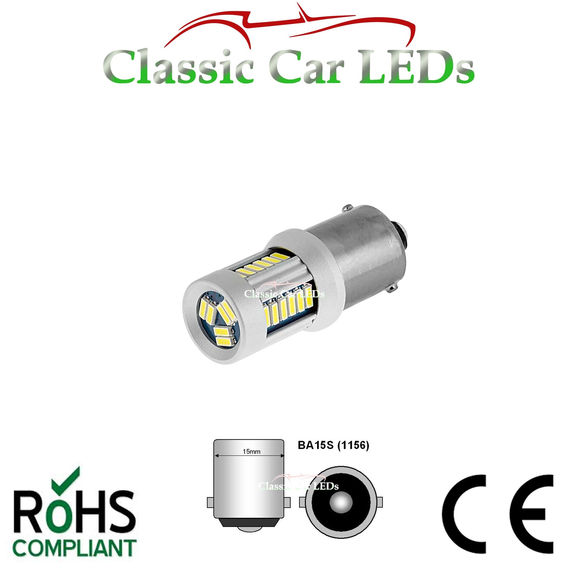 12V BA15S WARM WHITE 21W LED 4014 SMD BULB CLASSIC VEHICLE P21W GLB382 –  Classic Car LEDs Ltd